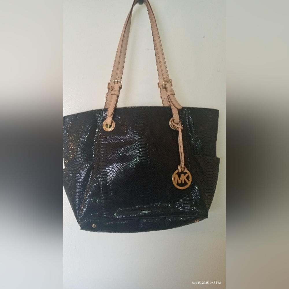 Michael Kors Black and Tan Tote Bag